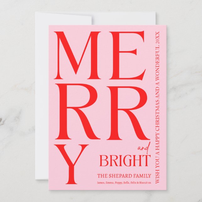 Cartes Pour Fêtes Annuelles Joyeux et rouge vif Noël (Devant)