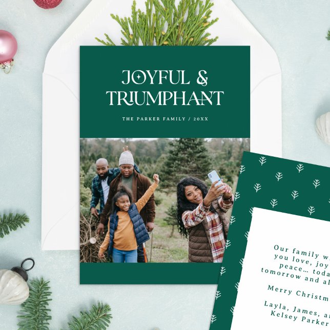 Cartes Pour Fêtes Annuelles Joyeux et triomphant Photo de Noël religieux (Joyful and Triumphant - Religious Christmas photo card)