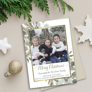 Cartes Pour Fêtes Annuelles Joyeux Eucalyptus de Noël & Pine d'Or Photo