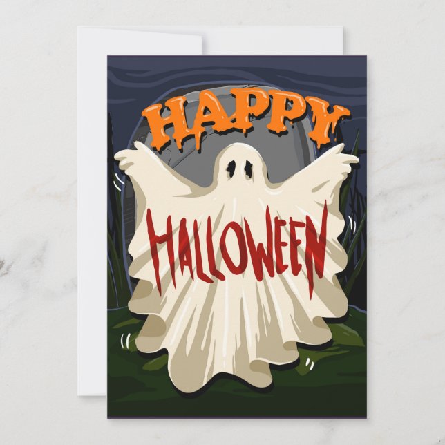 Cartes Pour Fêtes Annuelles Joyeux Fantôme d'Halloween (Devant)