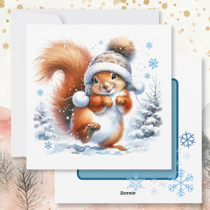 Cartes Pour Fêtes Annuelles Joyeux festin d'écureuil personnalisé Noël