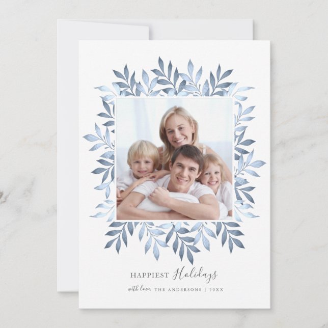 Cartes Pour Fêtes Annuelles Joyeux Festive Foliage Cadre photo (Devant)