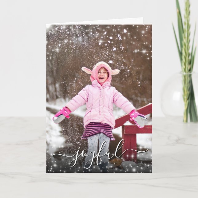 Cartes Pour Fêtes Annuelles Joyeux ! Festive Stars Photo Overlay Noël (Devant)