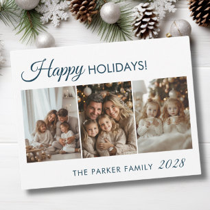 Cartes Pour Fêtes Annuelles Joyeux Fêtes ! 3 Photo, Blanc, Minimal