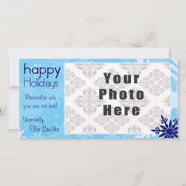 Cartes Pour Fêtes Annuelles Joyeux Fêtes Bleu Thème Snowflake