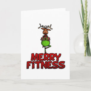 Cartes Pour Fêtes Annuelles Joyeux Fitness - Yoga - Rindeer dans l'arbre