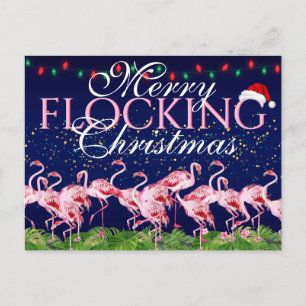 Cartes Pour Fêtes Annuelles Joyeux Flamant rose rose de Noël