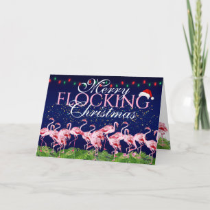 Cartes Pour Fêtes Annuelles Joyeux Flamant rose rose de Noël