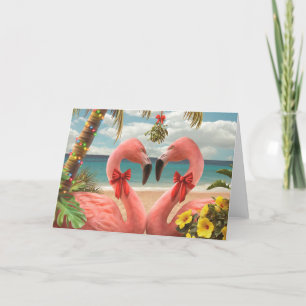 Cartes Pour Fêtes Annuelles Joyeux Flamants roses de Noël