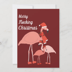 Cartes Pour Fêtes Annuelles Joyeux flocage Noël Drôle Flamant rose Casquette É