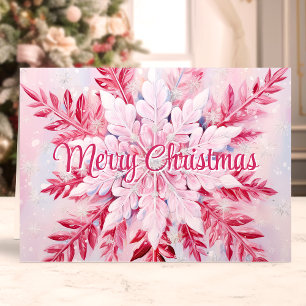 Cartes Pour Fêtes Annuelles Joyeux flocon rose Noël