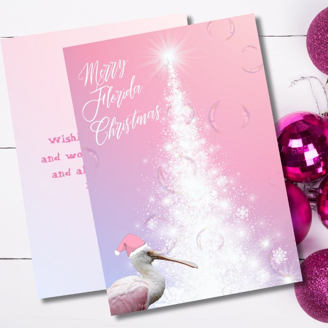 Cartes Pour Fêtes Annuelles Joyeux Floride Noël Oiseau et arbre tropicaux (Créateur téléchargé)