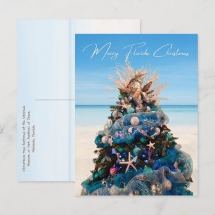 Cartes Pour Fêtes Annuelles Joyeux Floride Noël Tropical Beach and Tree