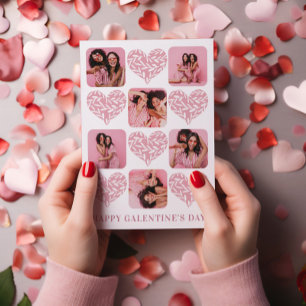 Cartes Pour Fêtes Annuelles Joyeux Galantine Cute Pink Hearts & Photo