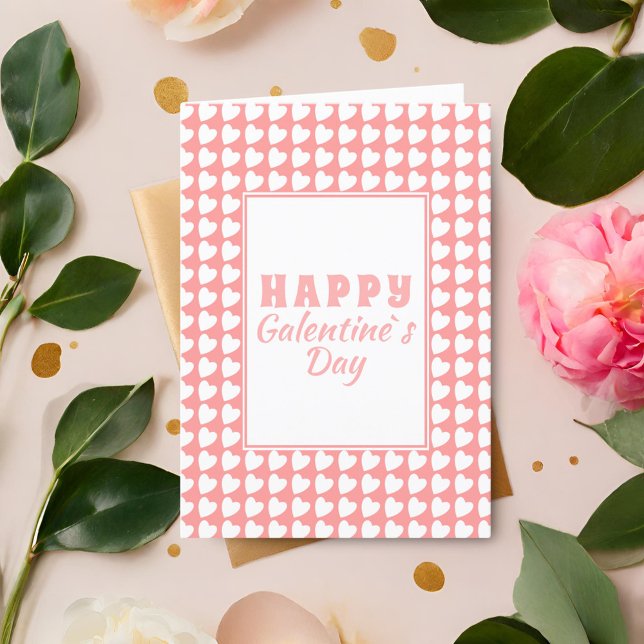 Cartes Pour Fêtes Annuelles Joyeux Galentine`s Day Pink Heart Motif (Créateur téléchargé)