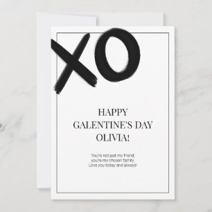Cartes Pour Fêtes Annuelles Joyeux Galentine's Day XOXO Black and White Modern