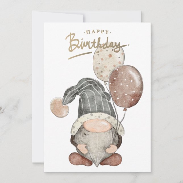 Cartes Pour Fêtes Annuelles Joyeux Gnome d'anniversaire (Devant)