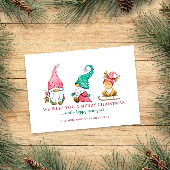 Cartes Pour Fêtes Annuelles Joyeux Gnome de Noël (Cute Christmas Gnomes Holiday Card)