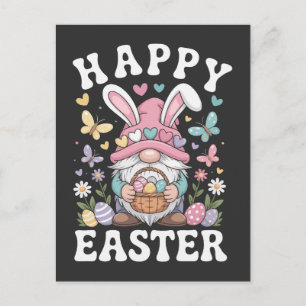 Cartes Pour Fêtes Annuelles Joyeux Gnome de Pâques avec des Oreilles de Lapin