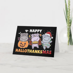 Cartes Pour Fêtes Annuelles Joyeux Hallothanksmas Hippos Noël Hippo Holida