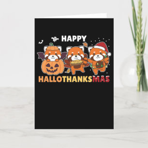Cartes Pour Fêtes Annuelles Joyeux Hallothanksmas Pandas Noël Panda roux