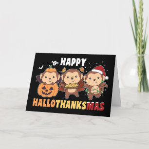 Cartes Pour Fêtes Annuelles Joyeux Hallothanksmas Singes de Noël Singes Holi