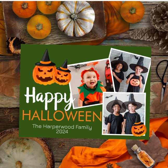 Cartes Pour Fêtes Annuelles Joyeux Halloween 3 photo jack-o-lanterne citrouill (Créateur téléchargé)