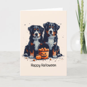 Cartes Pour Fêtes Annuelles Joyeux Halloween Chiens de Montagne Bernois Citrou