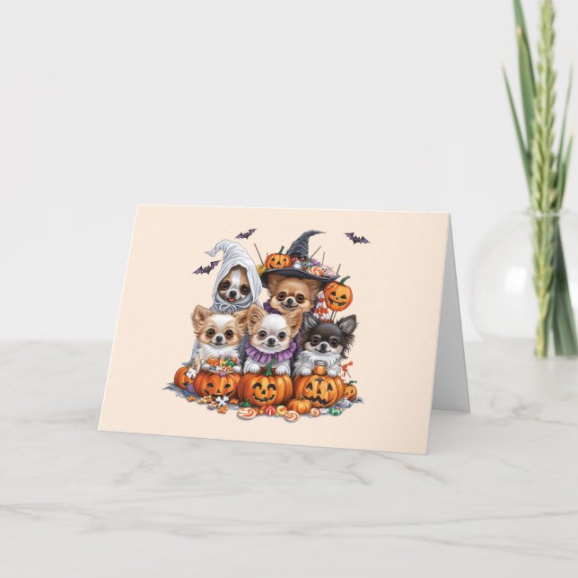 Cartes Pour Fêtes Annuelles Joyeux Halloween Chiuchuas (Devant)