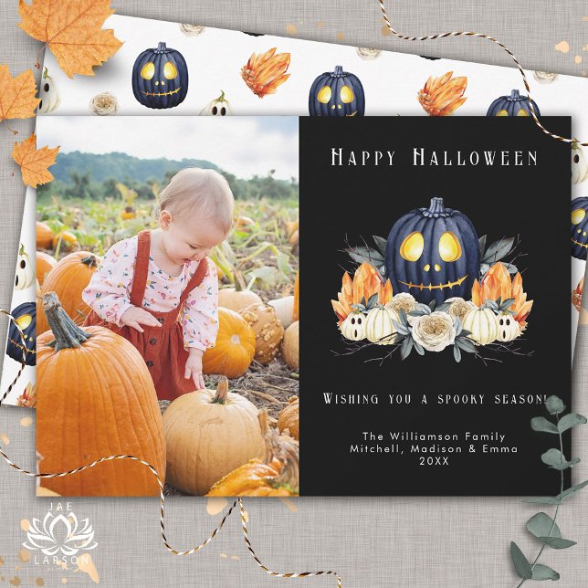 Cartes Pour Fêtes Annuelles Joyeux Halloween Citrouilles Sombres Cristaux Phot (Créateur téléchargé)