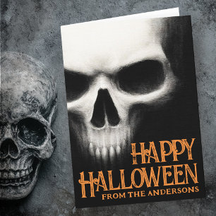 Cartes Pour Fêtes Annuelles Joyeux Halloween crâne fantôme effrayant noir oran