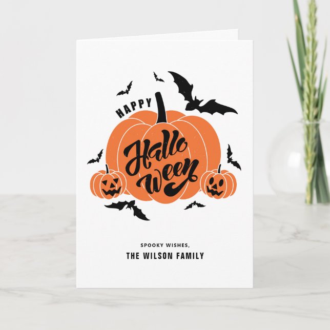 Cartes Pour Fêtes Annuelles Joyeux Halloween des Citrouilles Éffrayants (Devant)