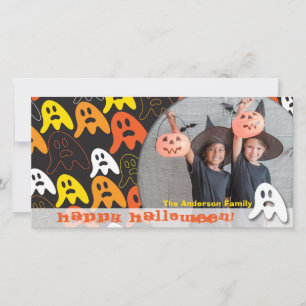 Cartes Pour Fêtes Annuelles Joyeux Halloween Fantômes Effrayants Photo d'Enfan