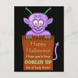 Cartes Pour Fêtes Annuelles Joyeux Halloween Funny Purple Goblin Pun