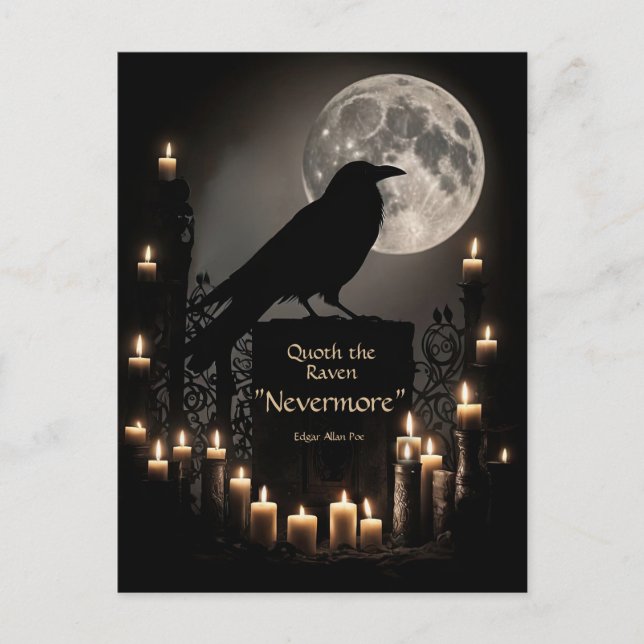 Cartes Pour Fêtes Annuelles Joyeux Halloween Gothique Le Corbeau (Devant)