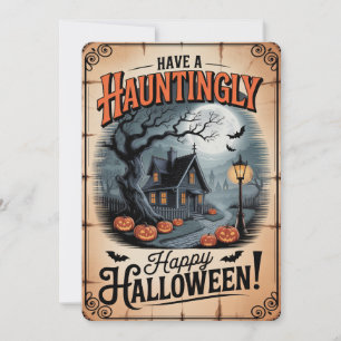 Cartes Pour Fêtes Annuelles "Joyeux Halloween hanté" Maison effrayante