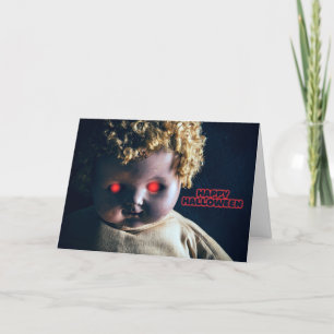 Cartes Pour Fêtes Annuelles Joyeux Halloween Poupée Effrayante Avec Des Yeux R