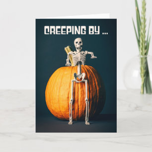 Cartes Pour Fêtes Annuelles Joyeux Halloween Salut Crâne Squelettique et Citro