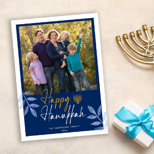 Cartes Pour Fêtes Annuelles Joyeux Hanoukka Dark Blue Photo Holiday