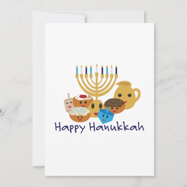 Cartes Pour Fêtes Annuelles Joyeux Hanoukka et mignon personnages Hanoukka (Devant)