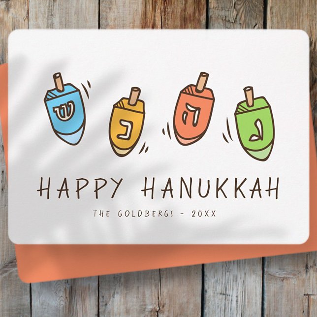 Cartes Pour Fêtes Annuelles Joyeux Hanukkah Dreidel Moderne (Créateur téléchargé)
