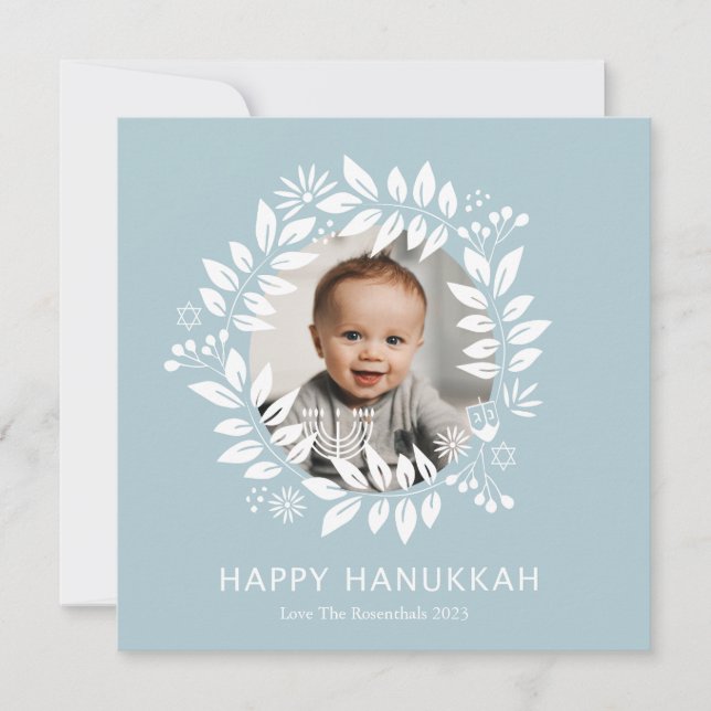 Cartes Pour Fêtes Annuelles joyeux hanukkah floral (Devant)