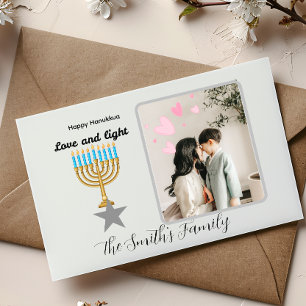 Cartes Pour Fêtes Annuelles Joyeux Hanukkah personnalisé Allumage de la Menor