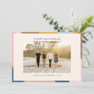 Cartes Pour Fêtes Annuelles Joyeux Hanukkah Photo Moderne avec Blocs de Couleu