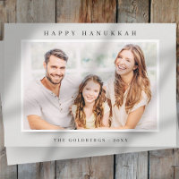 Joyeux Hanukkah Simple Élégant Photo de Famille Pe