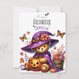 Cartes Pour Fêtes Annuelles Joyeux Helloween Ourson sorcier mignon