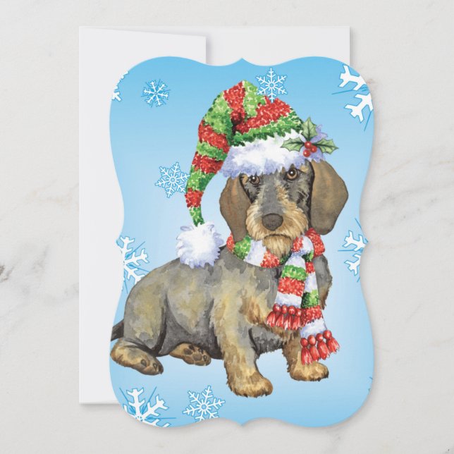Cartes Pour Fêtes Annuelles Joyeux Howlidays À poils durs Dachshund (Devant)