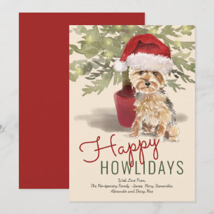 Cartes Pour Fêtes Annuelles Joyeux Howlidays Adorable Yorkshire Terrier