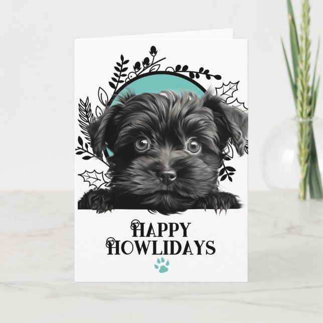 Cartes Pour Fêtes Annuelles Joyeux Howlidays Affenpinscher Dog Christmas (Devant)