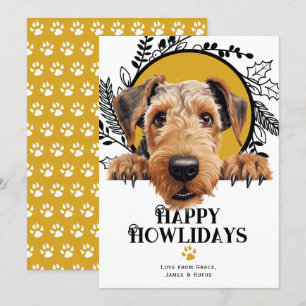 Cartes Pour Fêtes Annuelles Joyeux Howlidays Airedale Terrier Chien Noël